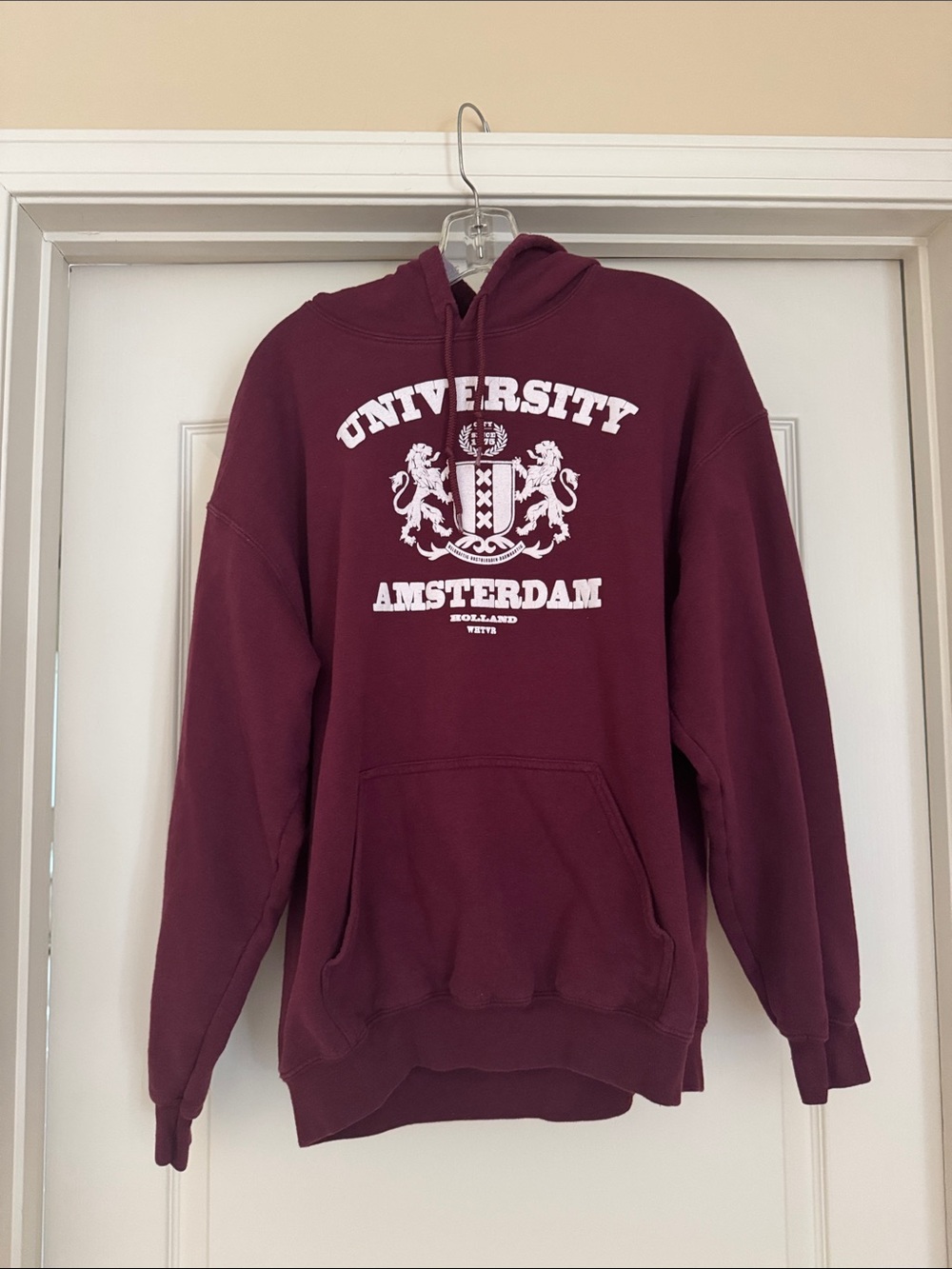University Amsterdam Maroon Hoodie - Women’s Pullover Sweatshirt
